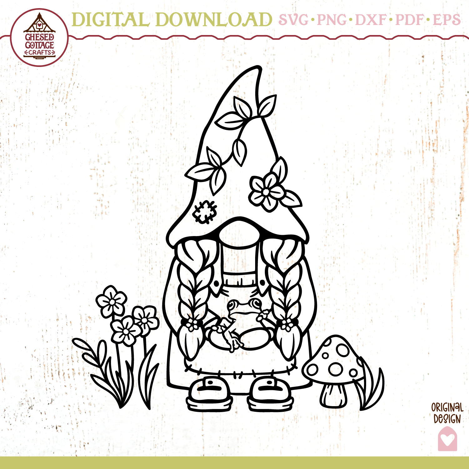 Girl Gnome Forest Scene