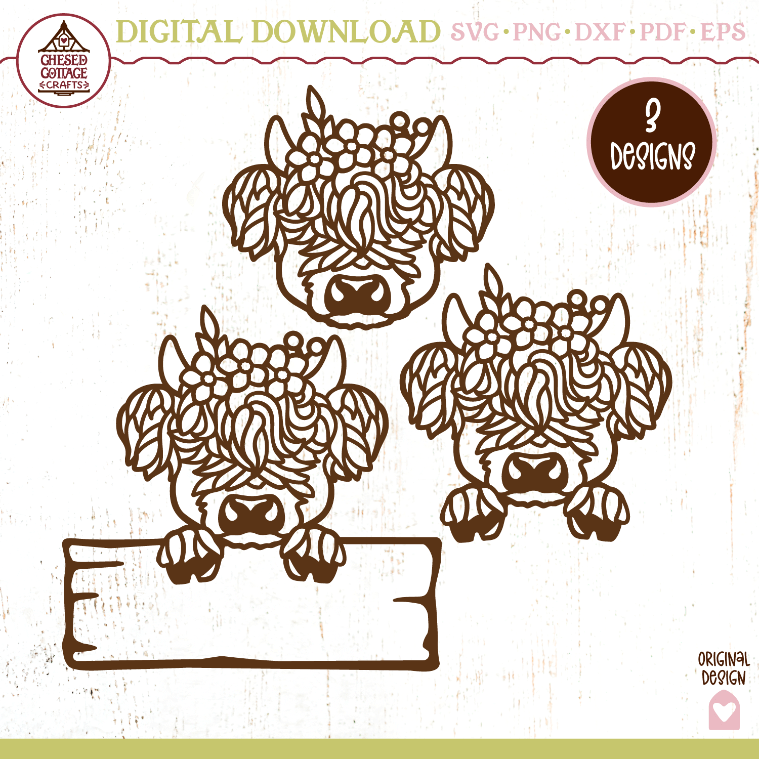 Floral Highland Cow
