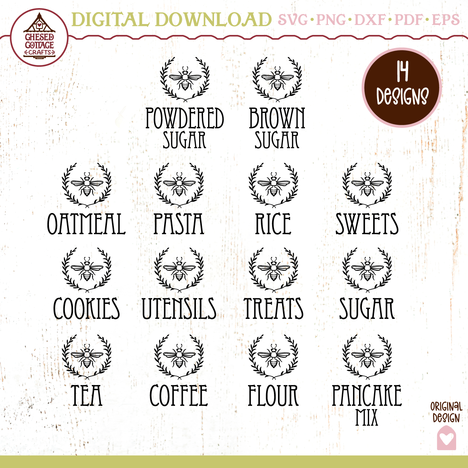 Bee Wreath Canister Labels