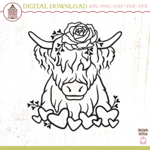 Valentine Floral Highland Cow