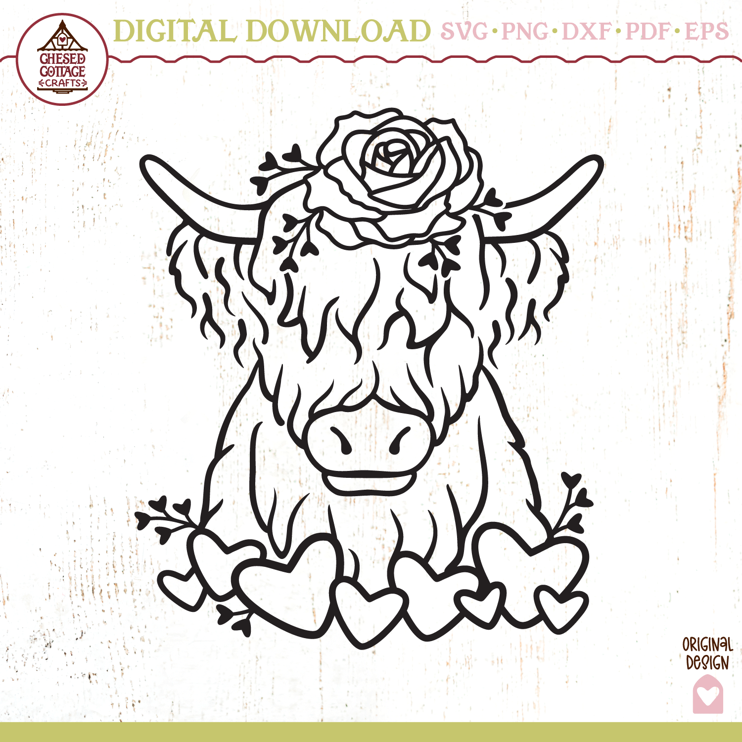 Valentine Floral Highland Cow