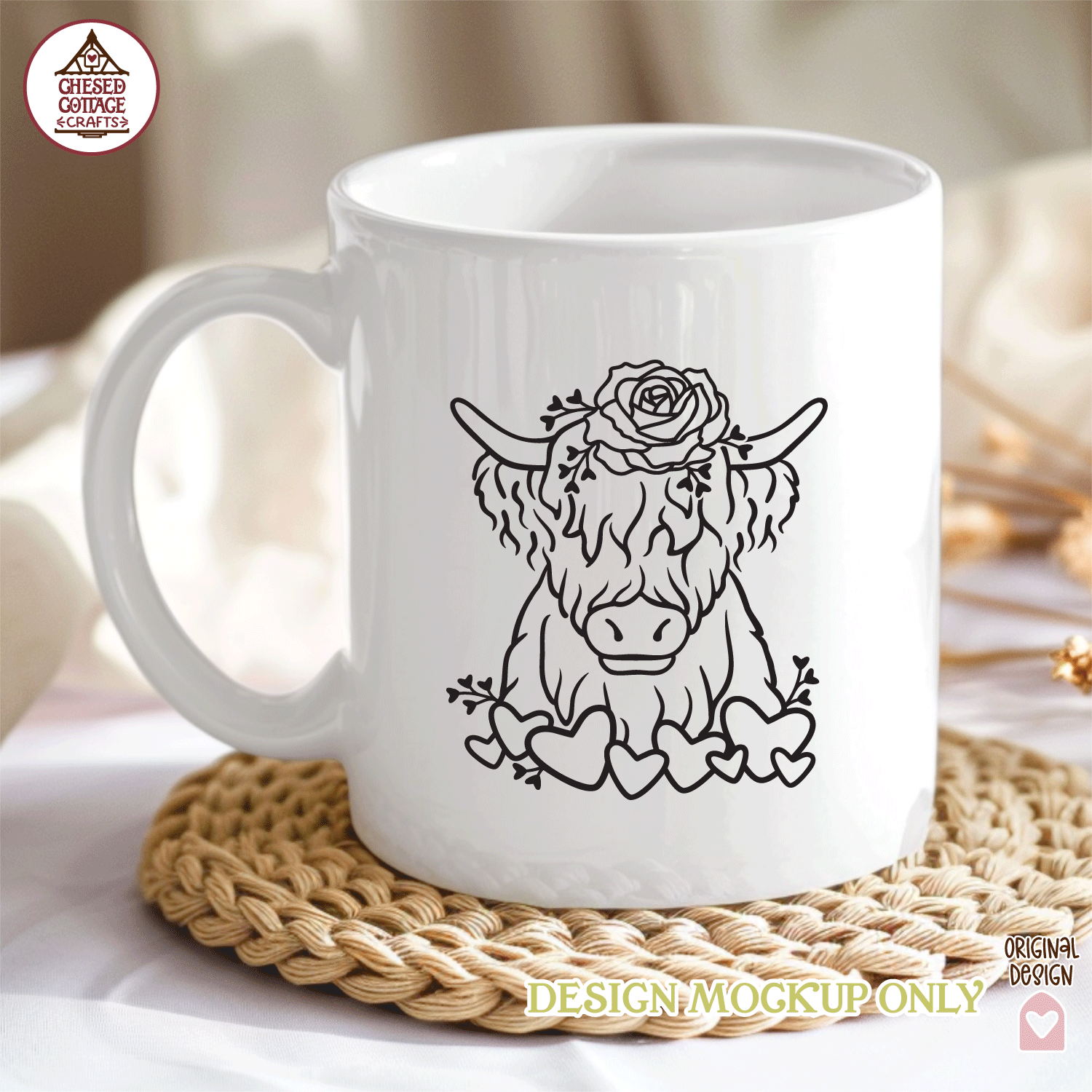 Valentine Floral Highland Cow - Image 3