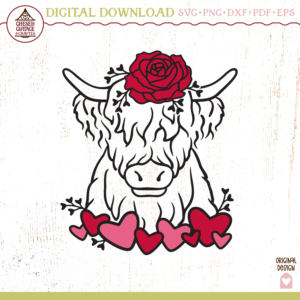 Valentine Floral Highland Cow