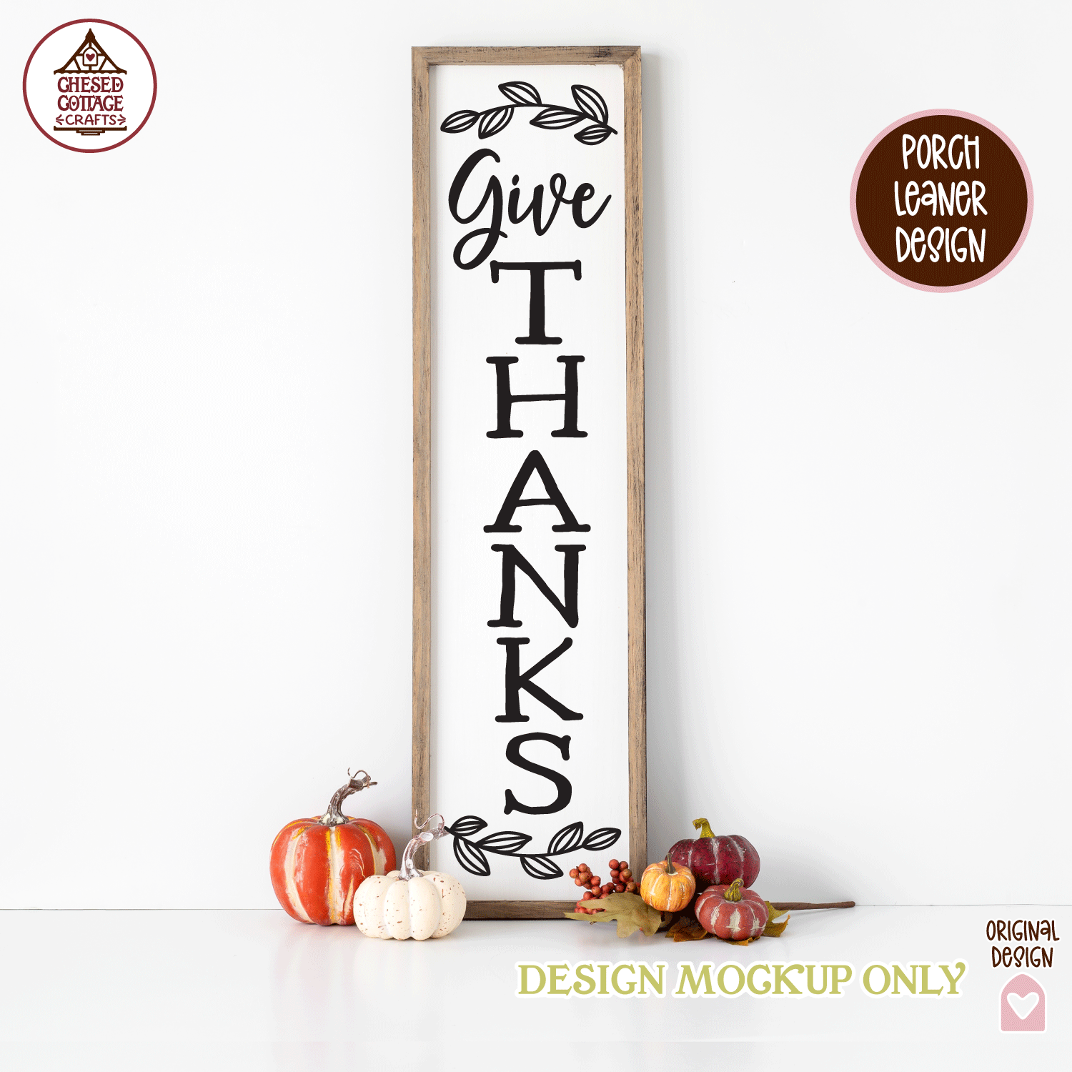 Fall Give Thanks Porch Leaner Sign - Image 3
