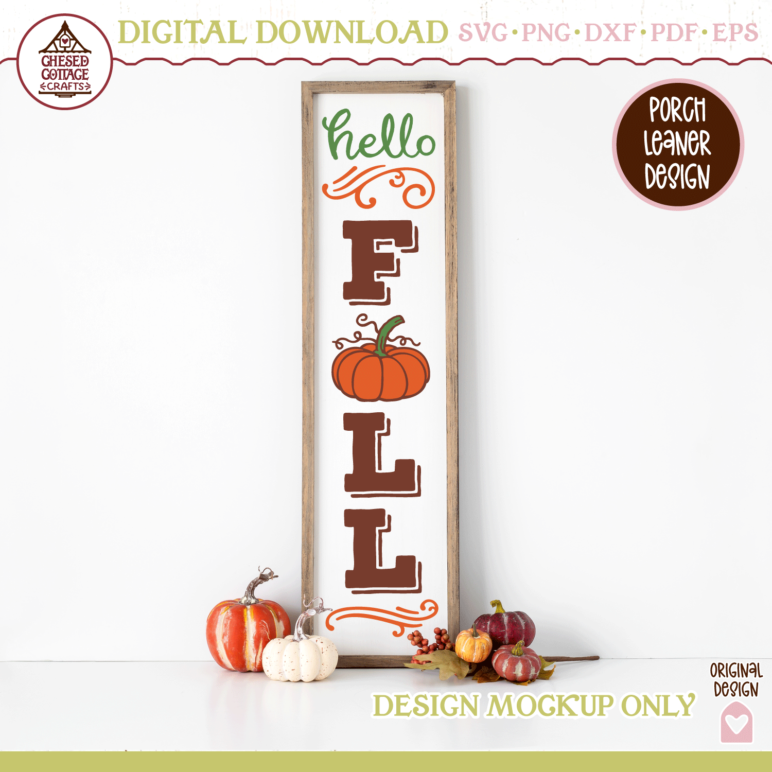 Hello Fall Porch Leaner Sign