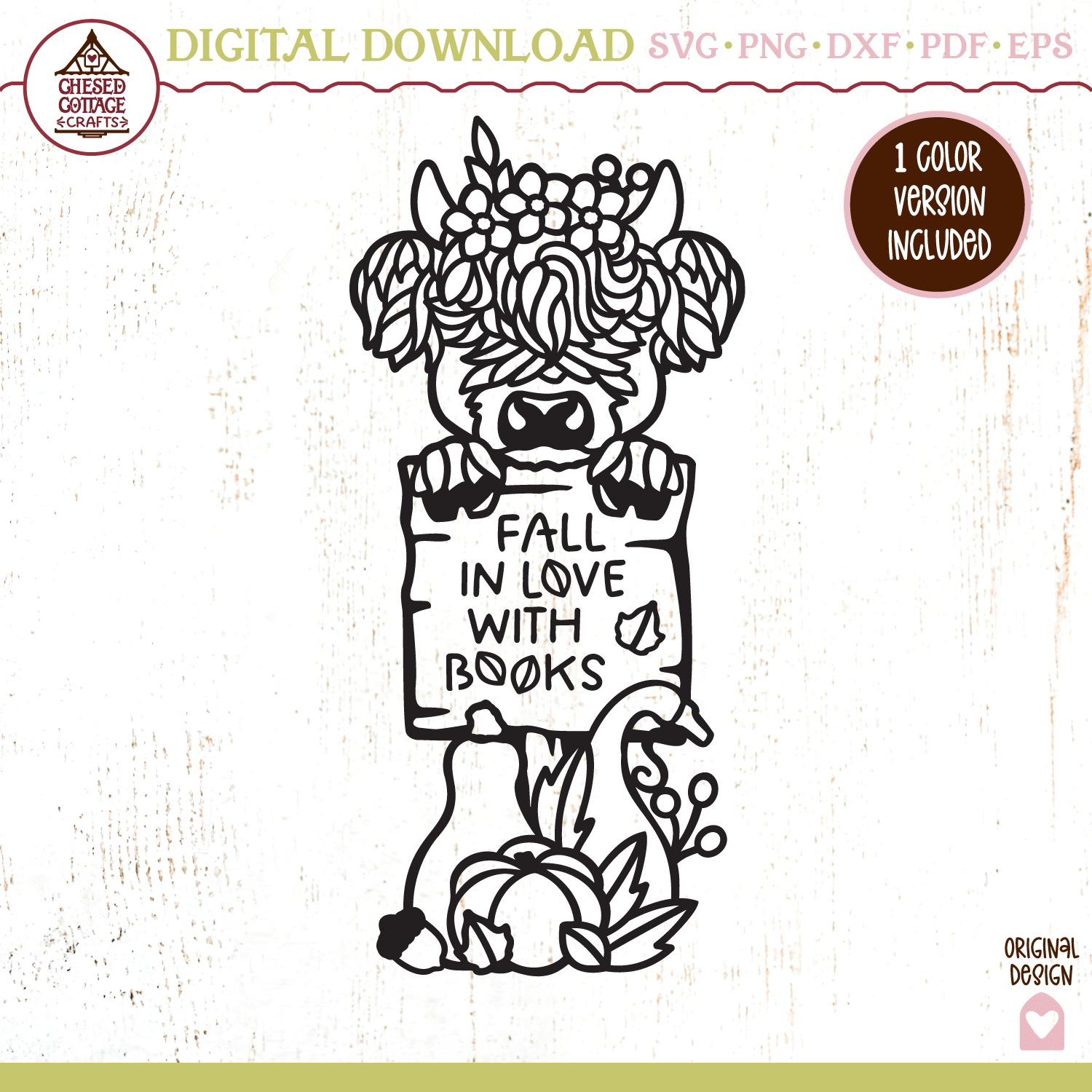 Fall In Love With Books Highland Cow - Image 6