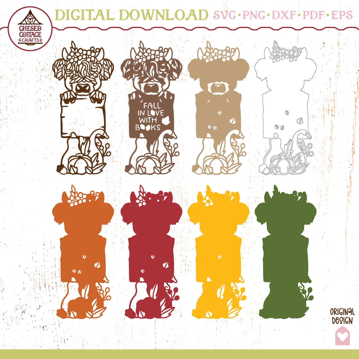 Fall In Love With Books Highland Cow - Image 4