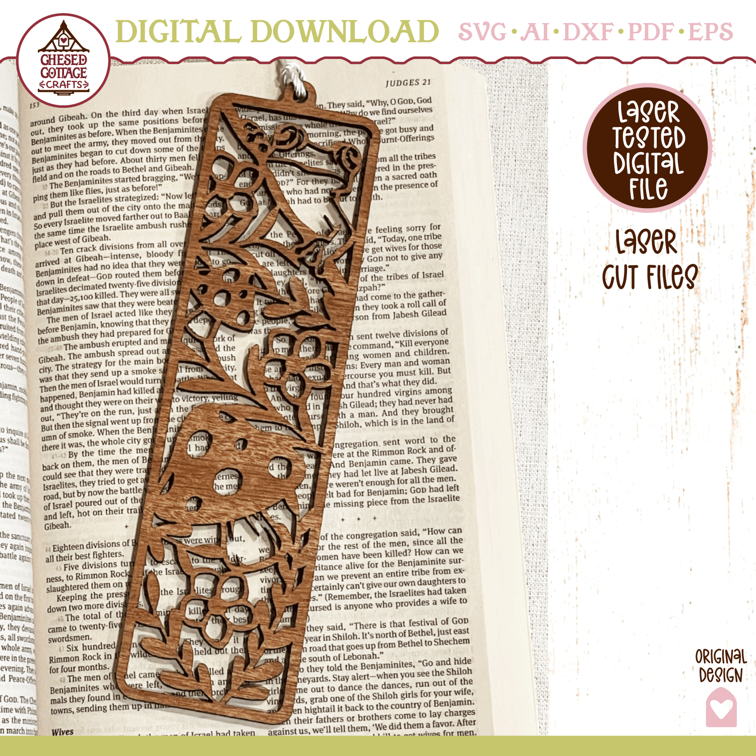 Cottagecore Nature Bookmark Laser