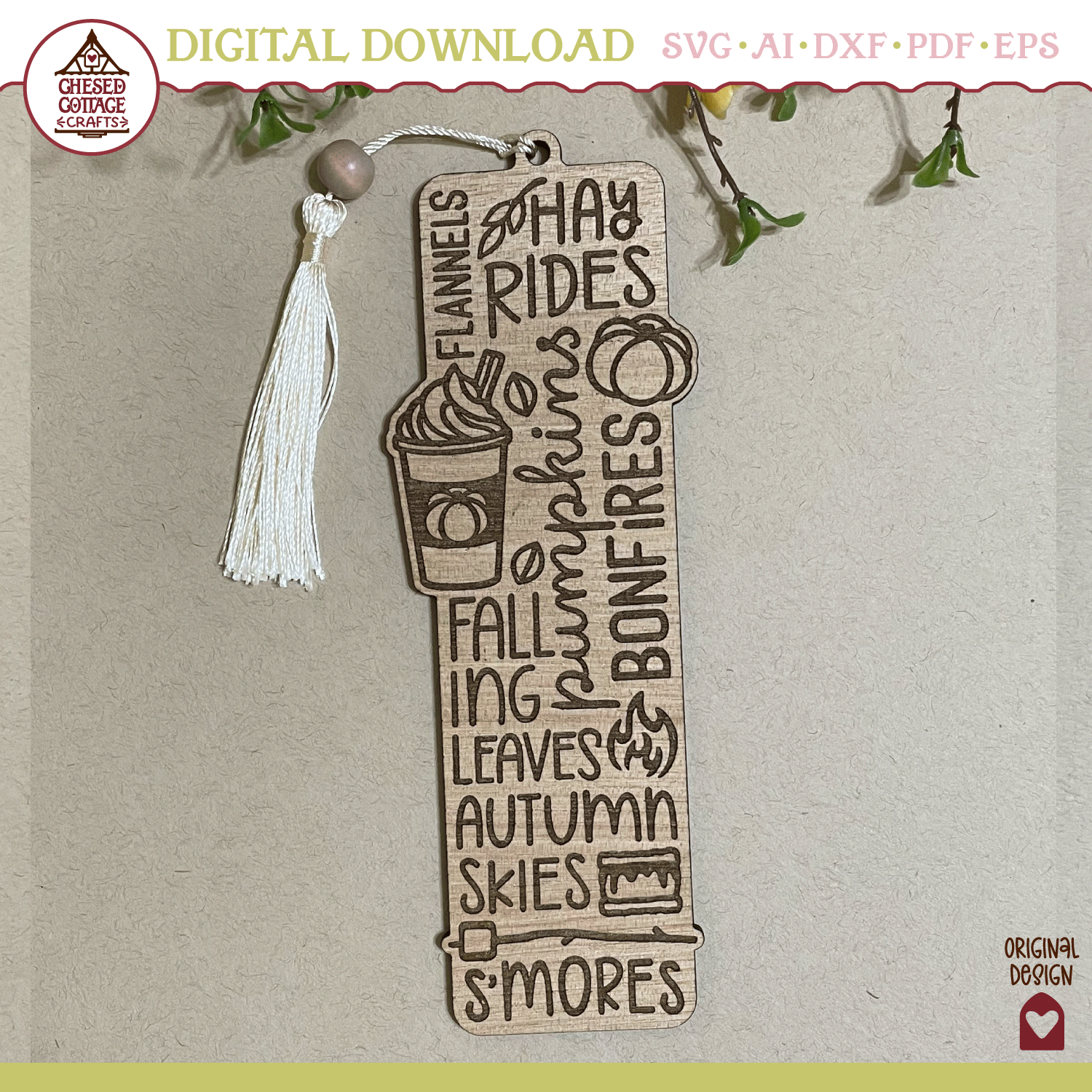 Fall Words Bookmark Laser - Image 3