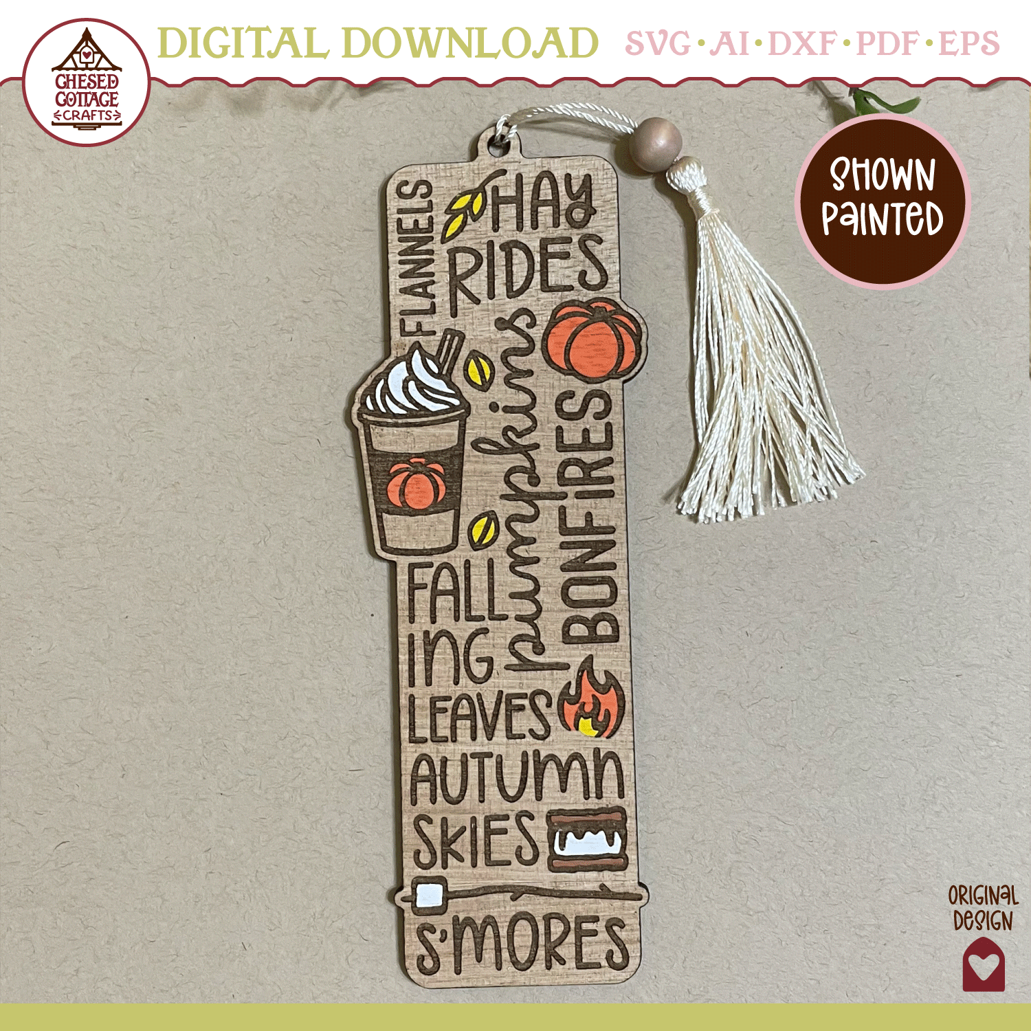 Fall Words Bookmark Laser - Image 2