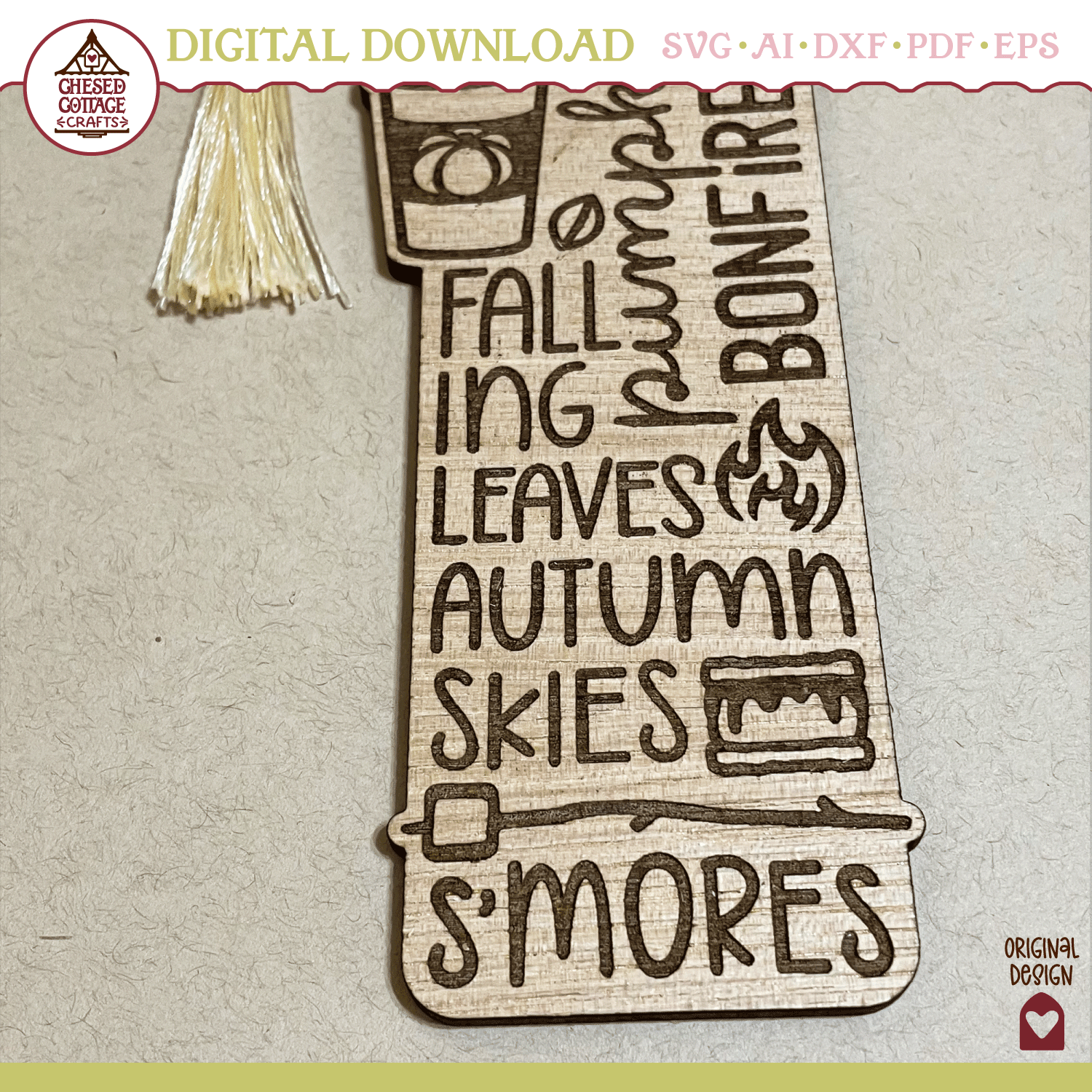 Fall Words Bookmark Laser - Image 5