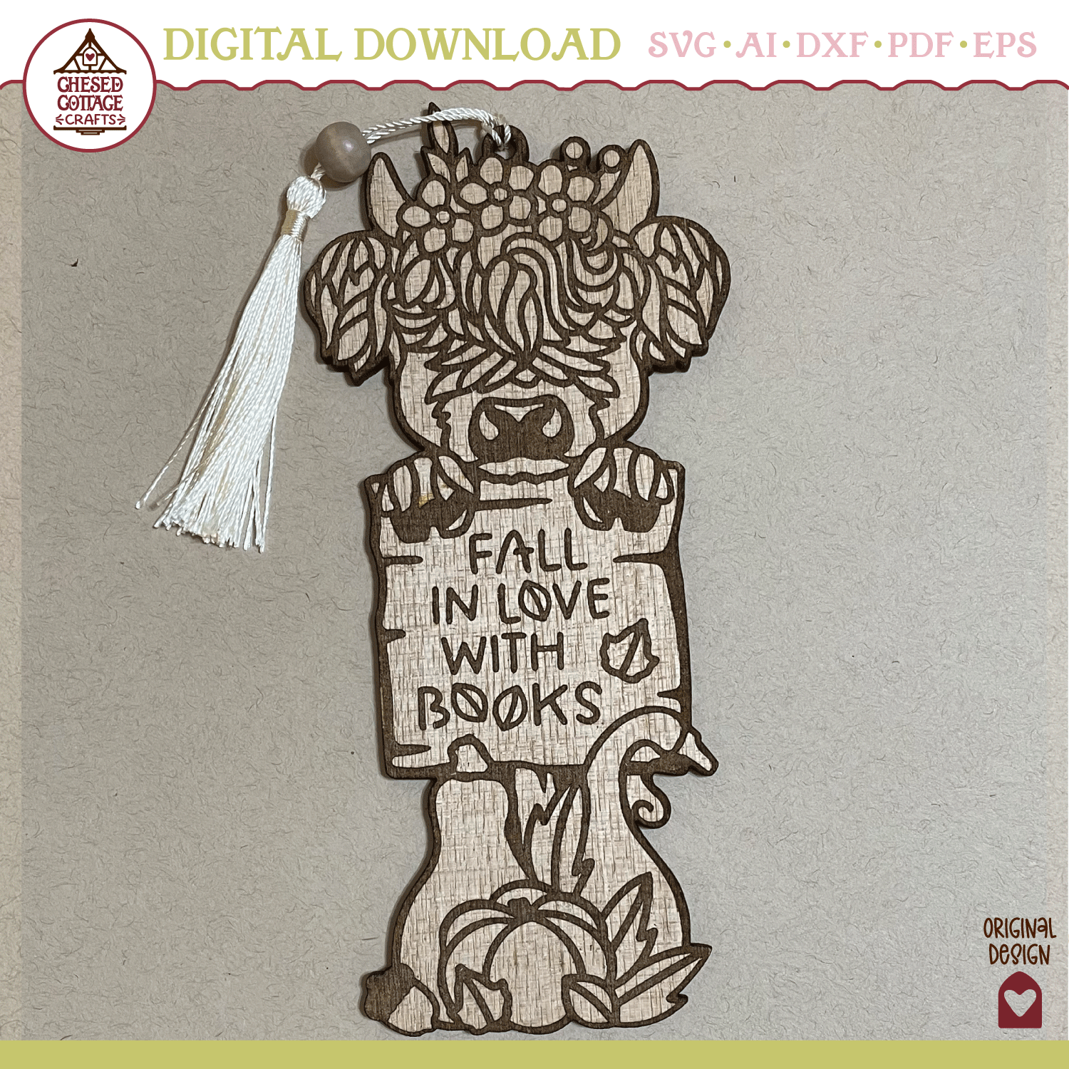 Fall Highland Cow Bookmark Laser - Image 3
