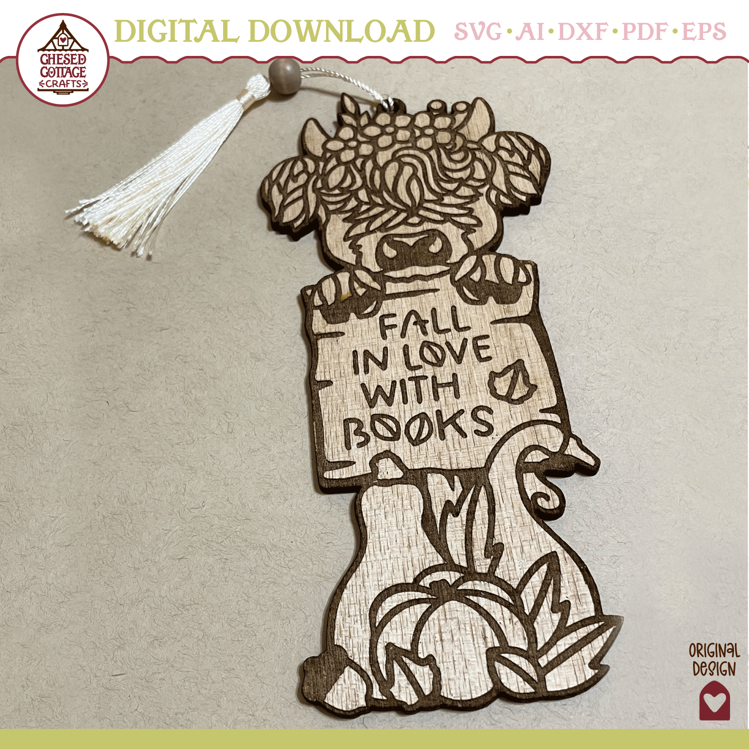Fall Highland Cow Bookmark Laser - Image 6
