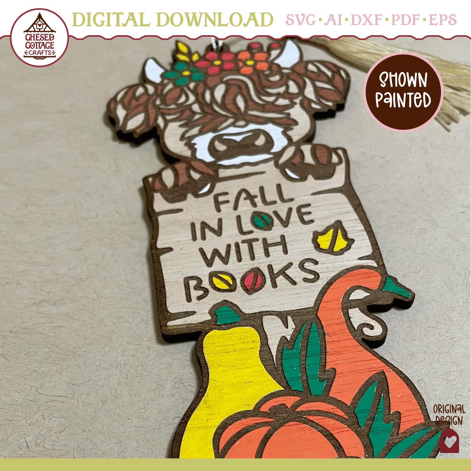 Fall Highland Cow Bookmark Laser - Image 5