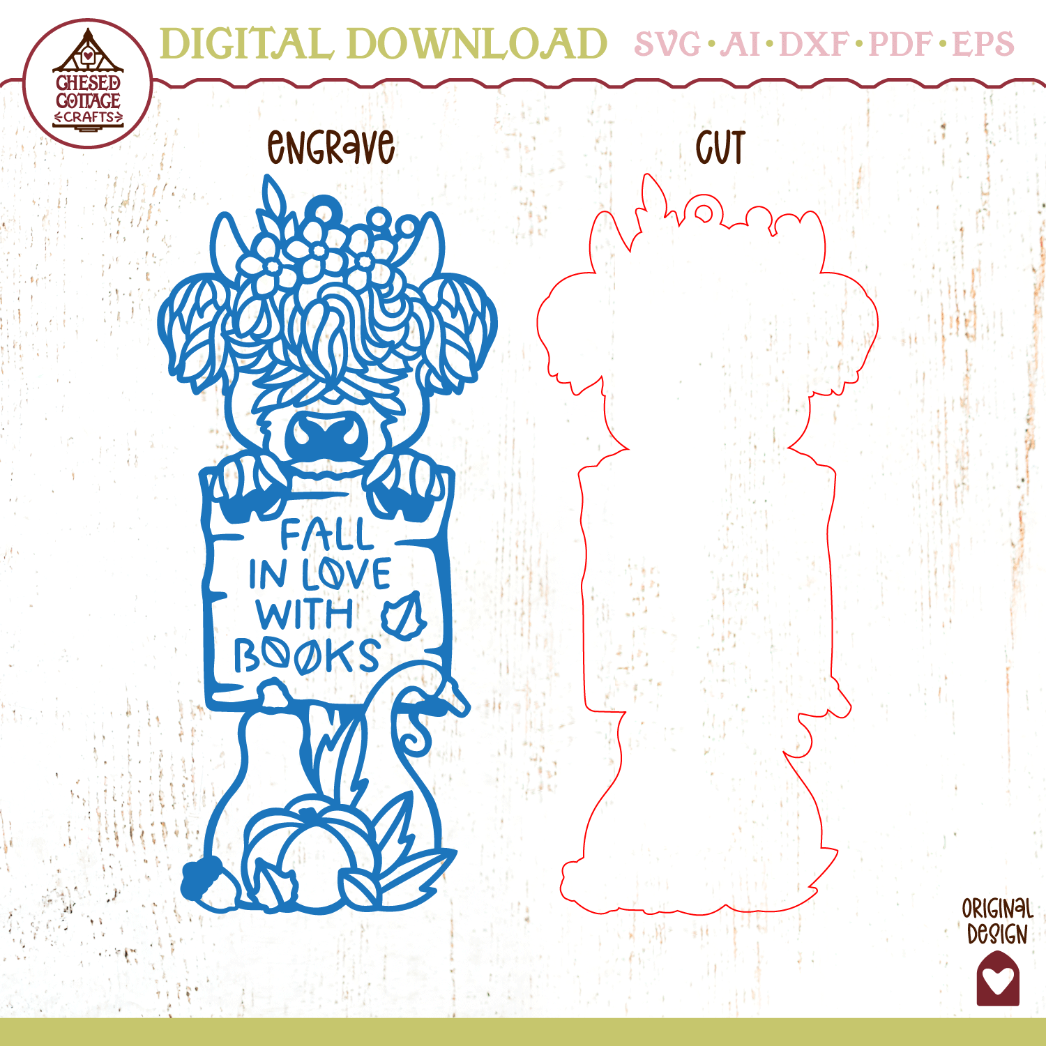 Fall Highland Cow Bookmark Laser - Image 4