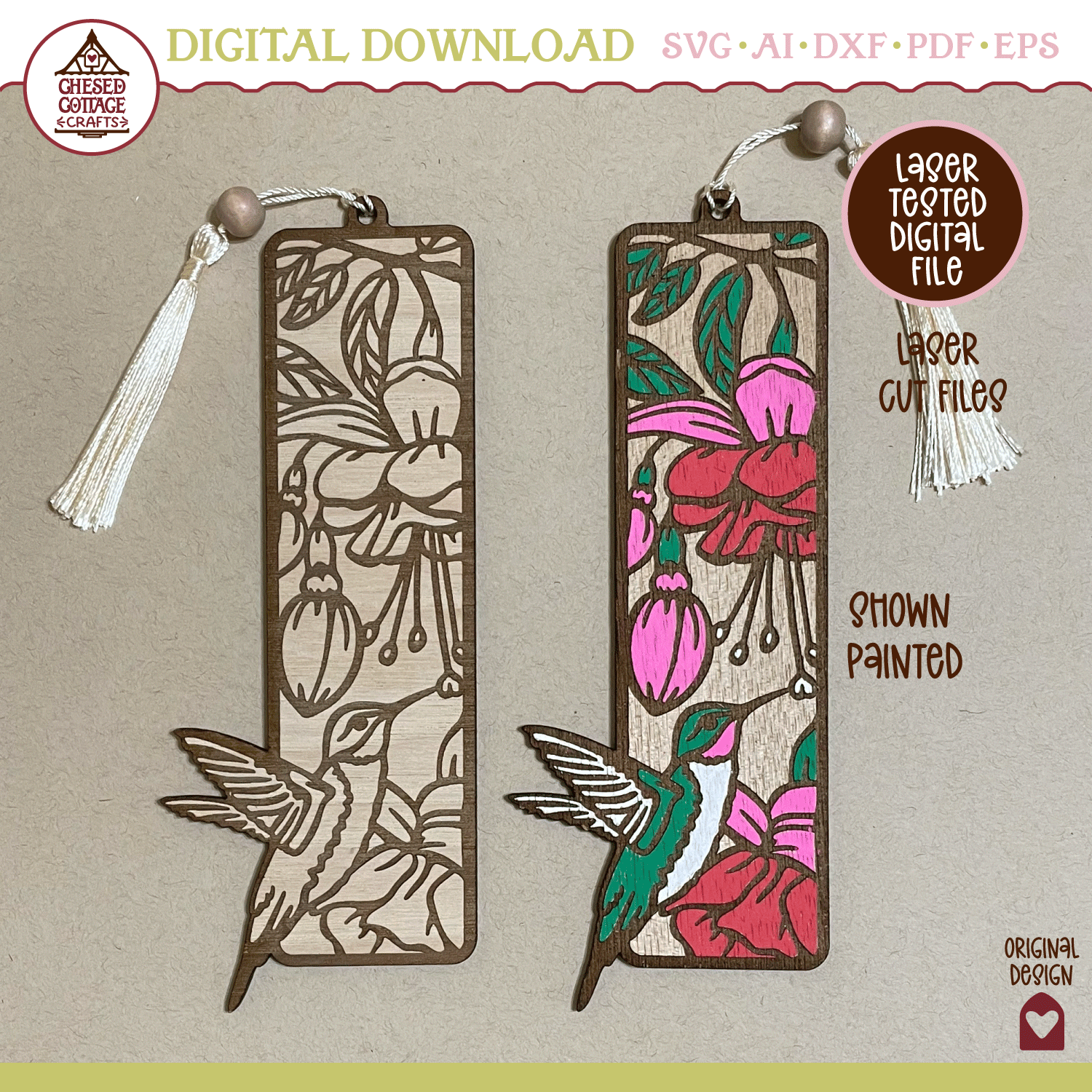 Hummingbird Bookmark Laser