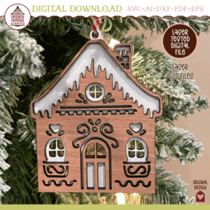 Christmas Gingerbread House Ornament Laser