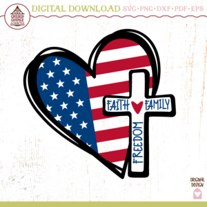 Patriotic Heart with Cross