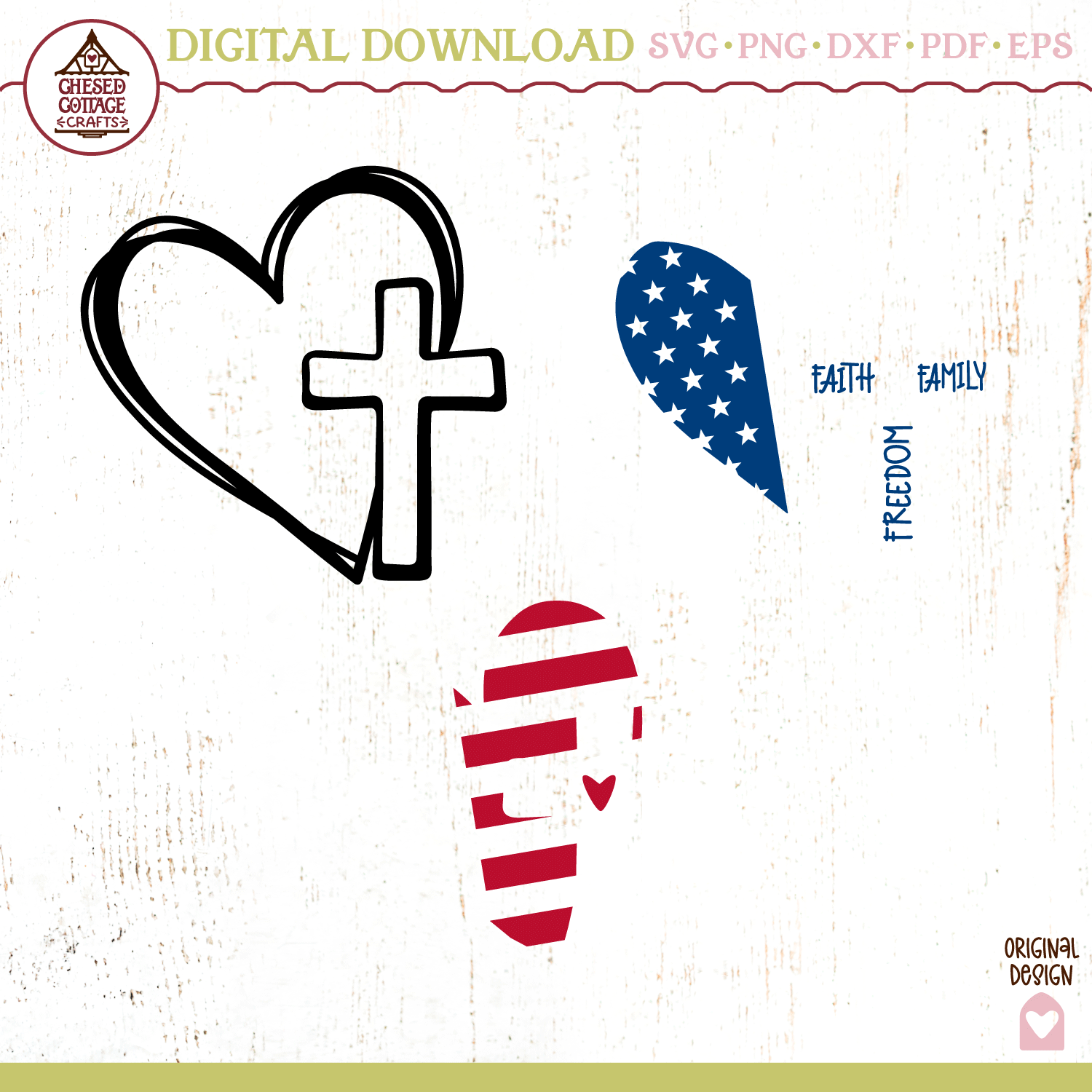Patriotic Heart with Cross - Image 5