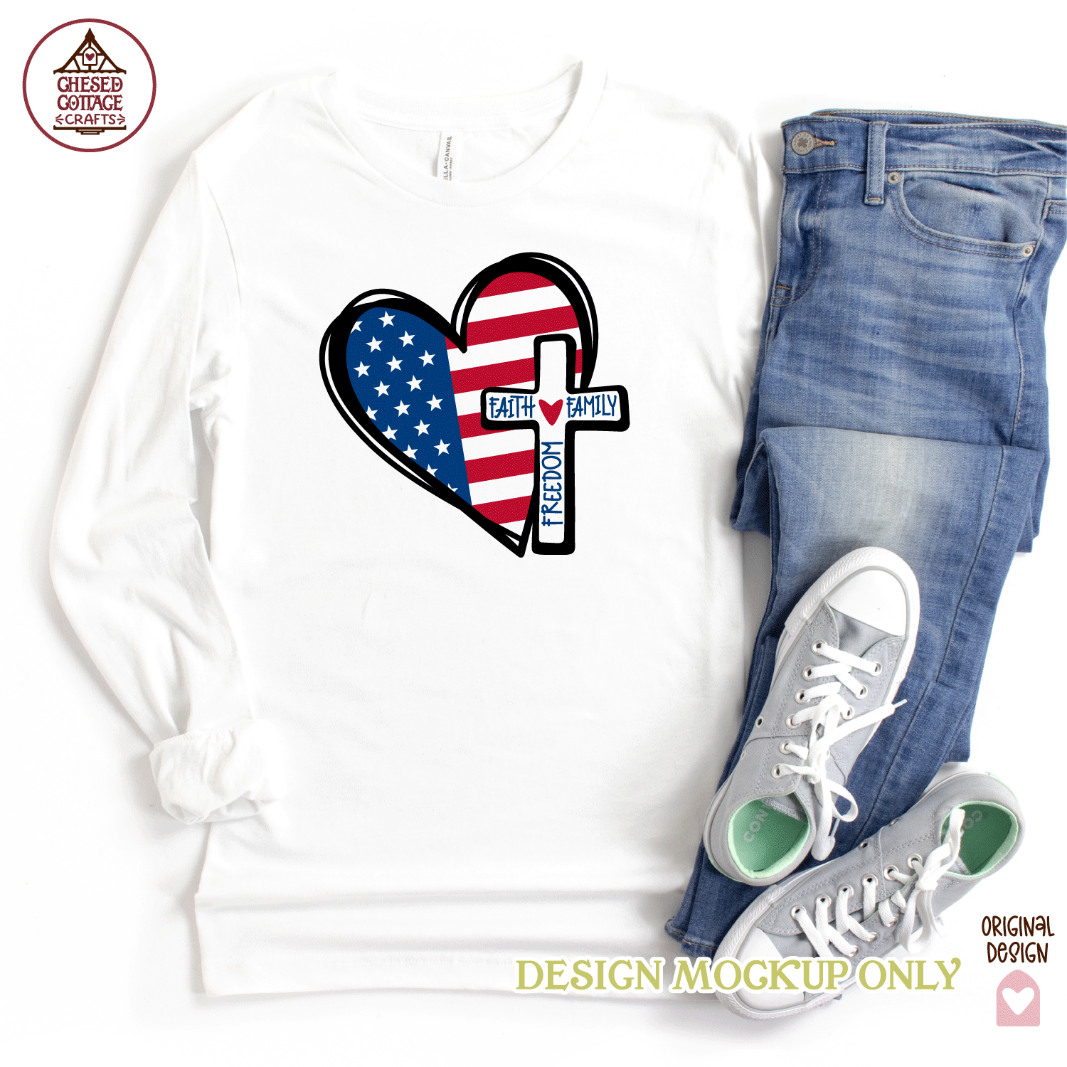 Patriotic Heart with Cross - Image 2