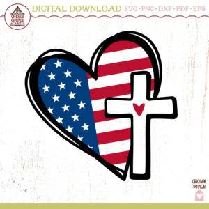 Patriotic Heart with Cross