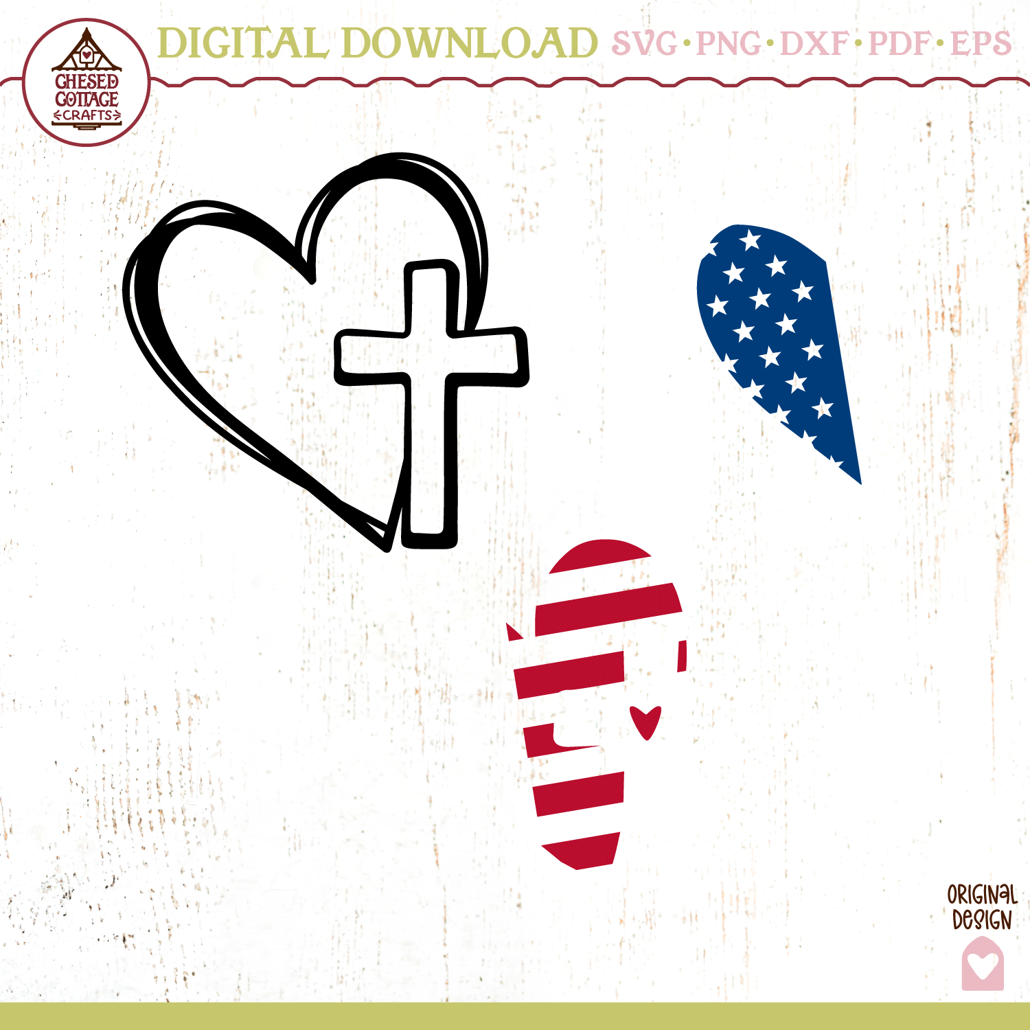 Patriotic Heart with Cross - Image 4
