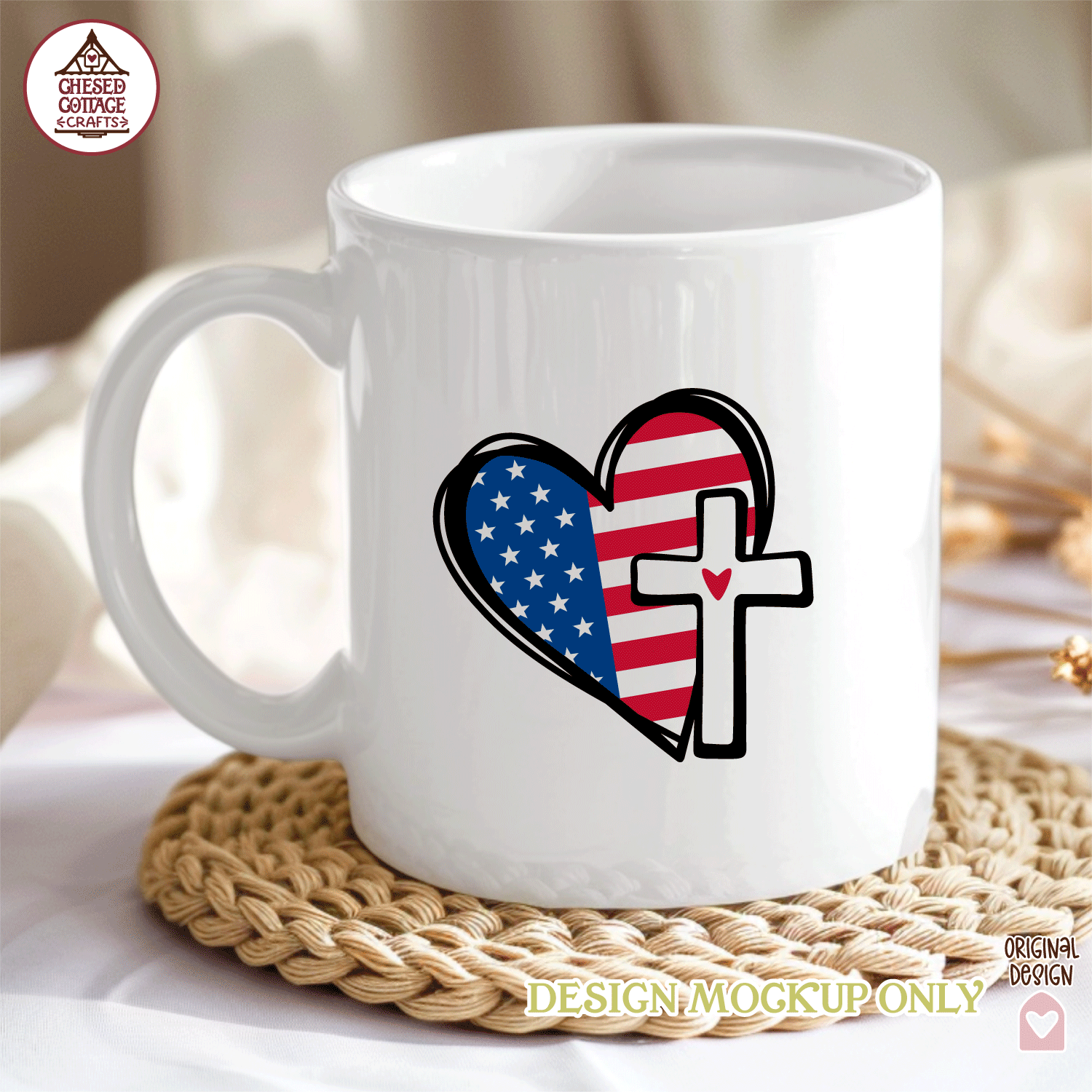 Patriotic Heart with Cross - Image 2