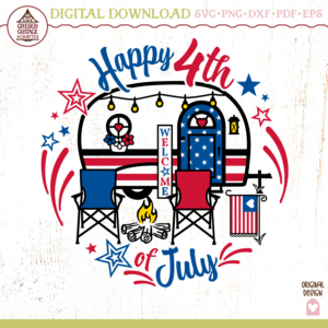 Happy 4th of July Patriotic Camper
