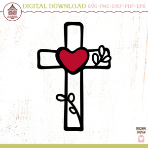 Floral Cross With Heart