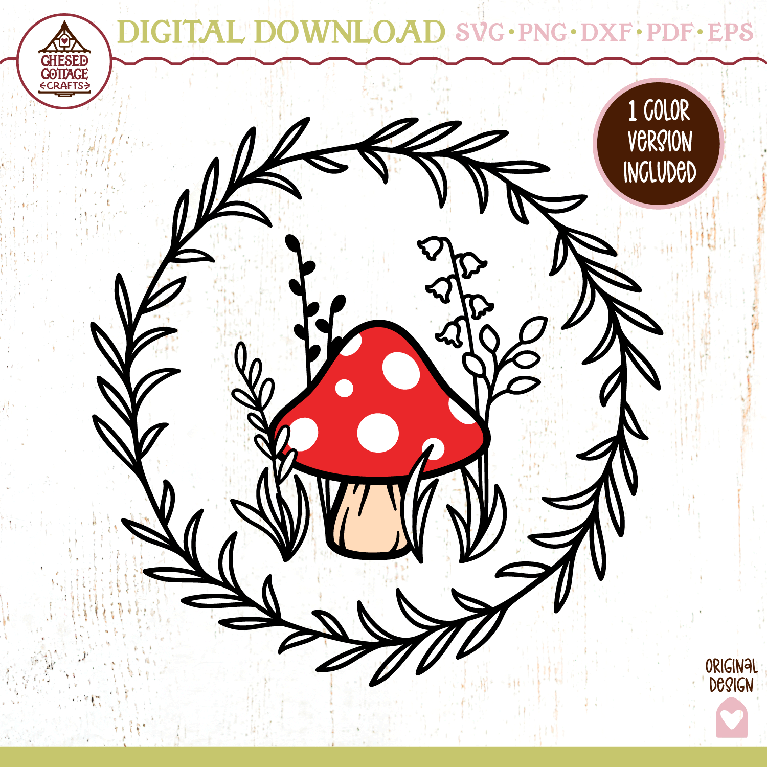Mushroom Laurel Wreath