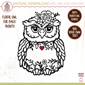 Birth Month Monogram Owl