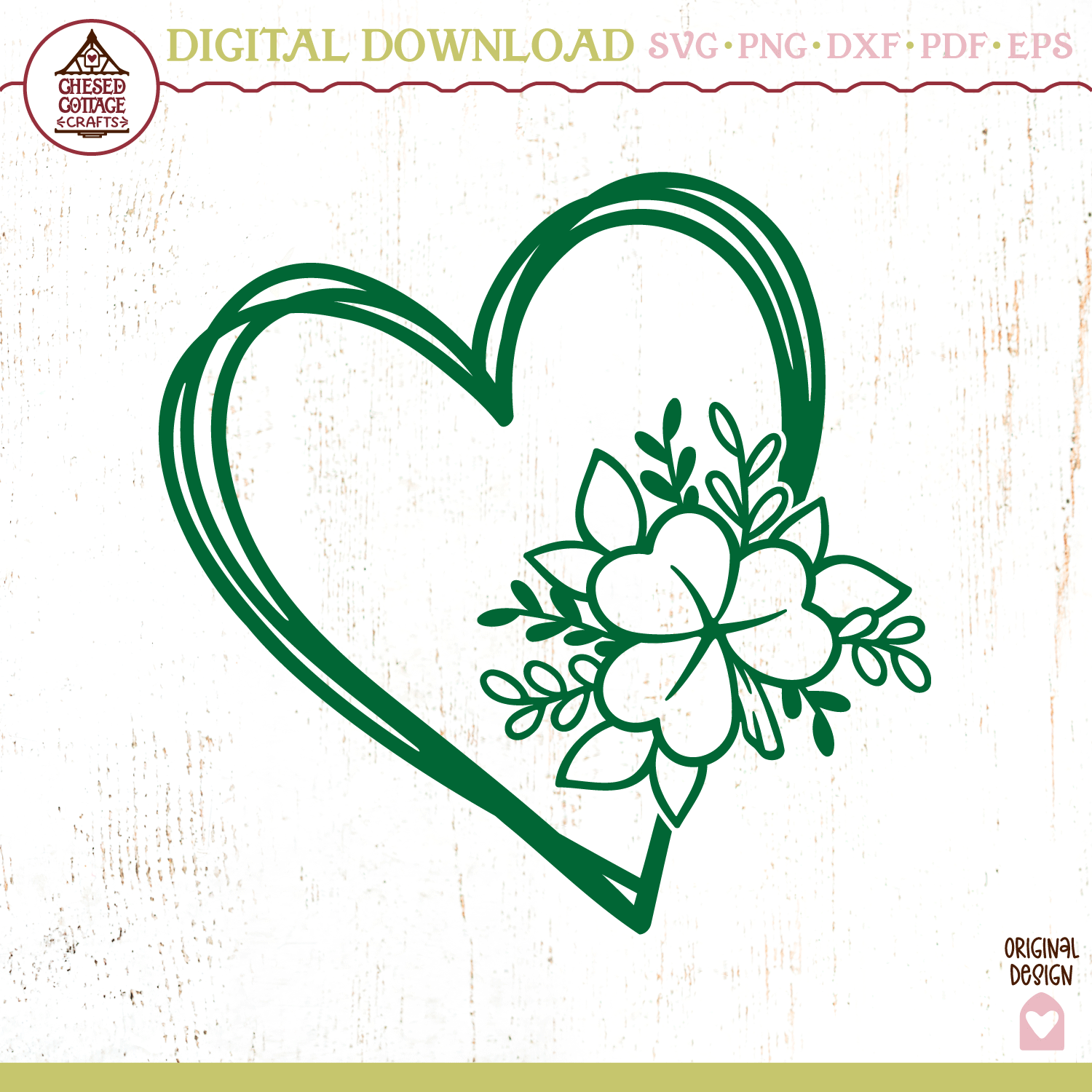 Floral Shamrock Heart