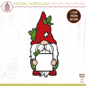 Frog Gnome with Sign